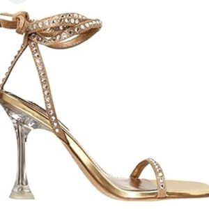 Nine West Zing Gold and Silver Accents Strappy Heels sz 11